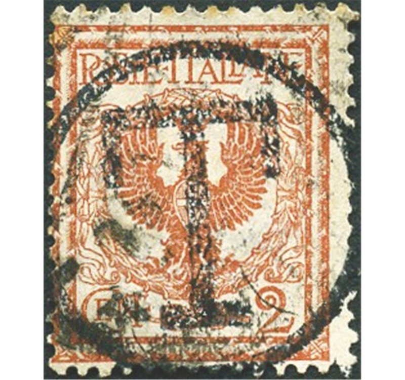 Terre Redente - Trentino Alto Adige - Bolzano 3 - 1918/19 - Floreale 2 c. rosso bruno con soprast. in nero di una "T" in un cerc