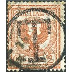 Terre Redente - Trentino Alto Adige - Bolzano 3 - 1918/19 - Floreale 2 c. rosso bruno con soprast. in nero di una "T" in un cerc