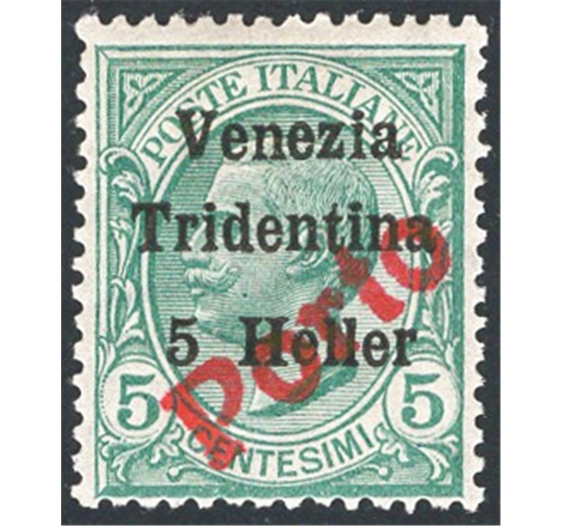 Terre Redente - Trentino Alto Adige - Bolzano 3 - 1919 - Venezia Tridentina 5 h. su 5 c. verde soprast. “PORTO”, n° BZ3 115. Cer