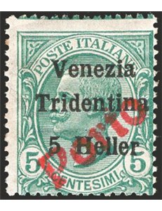 Terre Redente - Trentino Alto Adige - Bolzano 3 - 1919 - Venezia Tridentina 5 h. su 5 c. verde soprast. “PORTO”, n° BZ3 3 115. C