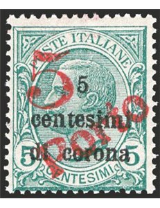 Terre Redente - Trentino Alto Adige - Bolzano 3 - 1919 - Floreale 5 c. su 5 c. verde con soprast. “5” a mano e “PORTO” in diagon