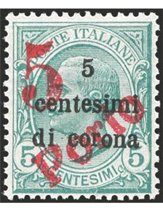 Terre Redente - Trentino Alto Adige - Bolzano 3 - 1919 - Floreale 5 c. su 5 c. verde con soprast. “5” a macchina e “PORTO” in di