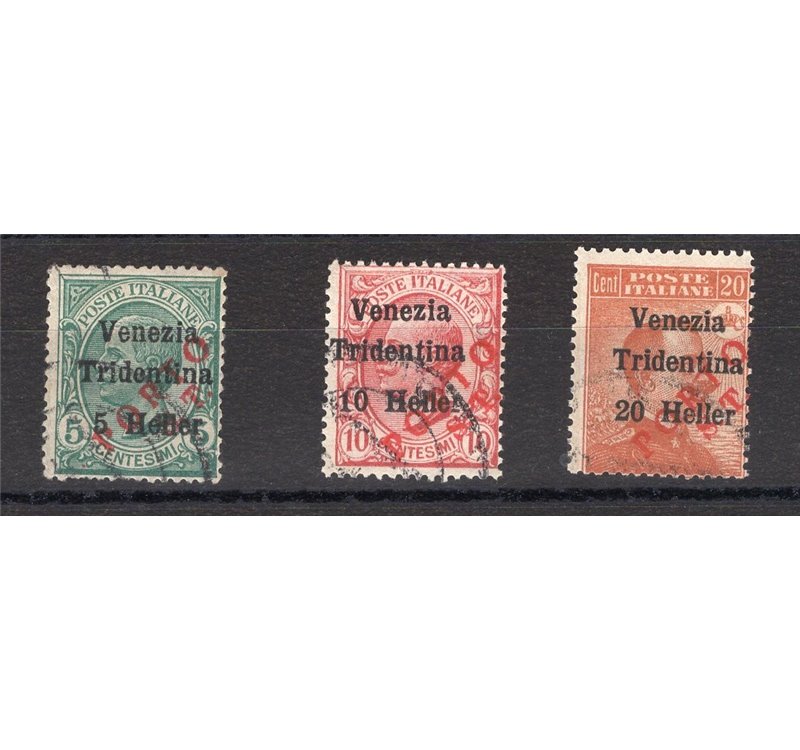 Terre Redente - Trentino Alto Adige - Bolzano 3 - 1918/19 - Venezia Tridentina soprast. in rosso "Porto S.T.", serie n° BZ3 130/