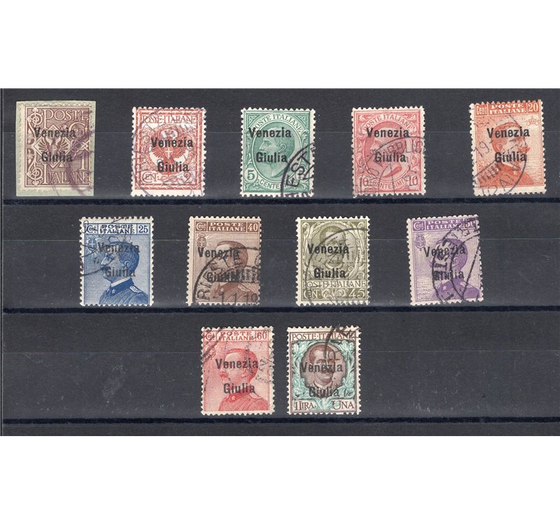 Terre Redente - Venezia Giulia - 1918/19 - Soprast., serie n° 19/29. Cert.: Biondi. Cat. € 700 (U)