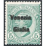 Terre Redente - Venezia Giulia - 1918 - Floreale 2 c. rosso bruno con doppia soprast. “Venezia Giulia”, n° 21b. Cert.: IC. Cat. 