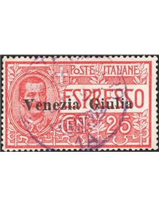Terre Redente - Venezia Giulia - 1919 - Espressi 25 c. soprast., n° 1. Cert.: Biondi. Cat. € 500 (U)