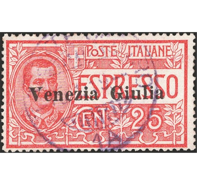 Terre Redente - Venezia Giulia - 1919 - Espressi 25 c. soprast., n° 1. Cert.: Biondi. Cat. € 500 (U)