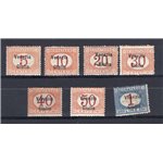 Terre Redente - Venezia Giulia - 1918 - Segnatasse soprast., serie n° 1/7. Cert.: IC. Cat. € 1.600 (*)