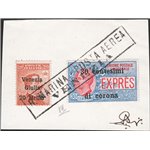Terre Redente - Venezia Giulia - 1919 - Frammento affrancato con Michetti 20 h. su 20 c. + Ex 30 c. di corona annullati con il r