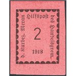 Terre Redente - Merano - 1918 - Cifra in rettangolo 2 h. su carta rosa salmone, n° 1. Cert.: IC. Cat. € 800 (**)