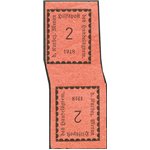 Terre Redente - Merano - 1918 - Cifra in rettangolo tete-beche 2 h. su carta rosa salmone, n° 1c. Cert.: IC. Cert.: Biondi. Cat.