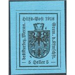 Terre Redente - Merano - 1918 - Stemma 5 h. azzurro 4° tipo, n° 11. Firm.: Chia. Cat. € 55 (**)