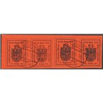 Terre Redente - Merano - 1918 - Stemma comunale 10 h. arancio in striscia orizzontale di 4, IV tipo, carta ruvida ed opaca, n° 1