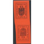 Terre Redente - Merano - 1918 - Stemma comunale tete-beche del 10 h. arancio, IV tipo, carta ruvida ed opaca, senza gomma con gl