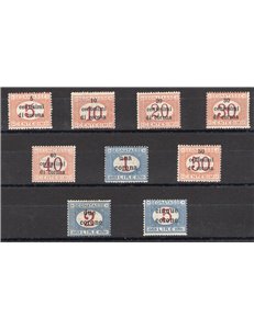 Terre Redente - Trento e Trieste - 1918 - Segnatasse soprast., serie n° 1/9. Cert.: Biondi. Cat. € 1.500 (**)