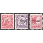 Terre Redente - Fiume - 1918/19 - Francobolli di Ungheria soprast. "Fiume" serie n° 1A/3. Cat. € 70 (*)