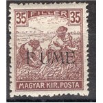 Terre Redente - Fiume - 1918/19 - Mietitori 35 f. bruno e rosso soprast., n° 12d. Cat. € 110 (*)