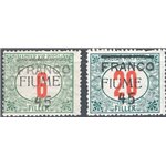 Terre Redente - Fiume - 1918 - Segnatasse di Ungheria soprast. a macchina e a mano, serie n° 29/30. Cat. € 140 (*)