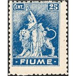 Terre Redente - Fiume - 1919 - Allegoria 25 c. azzurro su carta A con dent. 10½, n° A38/I. Cert.: Biondi. Cat. € 7.000 (**)