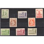 Terre Redente - Fiume - 1919 - Allegorie e vedute, serie n° 49/56. Cat. € 250 (**)