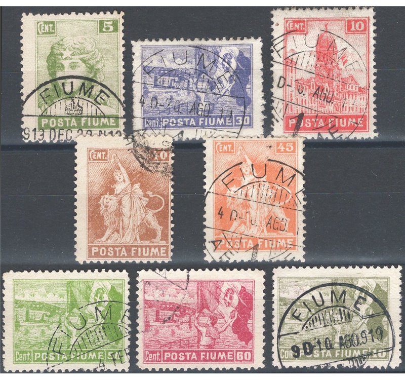 Terre Redente - Fiume - 1919 - Allegorie e vedute, serie n° 49/56. Cat. € 70 (U)