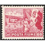 Terre Redente - Fiume - 1919 - Vedute 60 c. carminio con dicitura "Poste Fiume" dent. 12¼x12½, n° 55/Ib. Firm.: AD - Raybaudi. C
