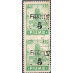 Terre Redente - Fiume - 1919/20 - Allegoria 5 c. su 20 verde in coppia verticale non dent. al centro, n° C75n. Cat. € 150 (U)