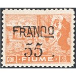 Terre Redente - Fiume - 1919/20 - Vedute soprast. 55 c. su 1 c. ocra arancio dent. 10½, n° 83/I. Firm.: Chia - Raybaudi. Cert.: 