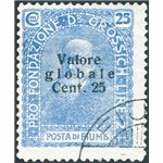 Terre Redente - Fiume - 1920 - Fondazione Studio Dott. Grossich 25 c. celeste latteo, n° 103ab. Cert.: Biondi. Cat. € 2.200 (U)