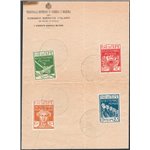 Terre Redente - Fiume - 1920 - Legionari a Fiume, serie n° 127/30 su cartoncino commemorativo con annulli di posta militare. Cer