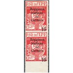 Terre Redente - Fiume - 1920 - Reggenza Italiana del Carnaro 15 c. su 10 carminio in coppia verticale non dent. orizzontalmente,