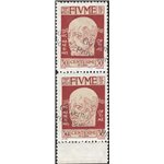Terre Redente - Fiume - 1921 - Effigie di D'annunzio 30 c. in coppia verticale con soprast. obliqua "Governo Provvisorio" e niti
