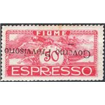 Terre Redente - Fiume - 1921 - Espresso Cavalieri 50 c. rosa con soprast. capovolta "Governo Provvisorio", n° 6a (*)