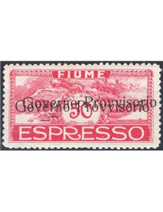 Terre Redente - Fiume - 1921 - Espresso Cavalieri 50 c. rosa con doppia soprast. "Governo Provvisorio", n° 6b. Cat. € 150 (*)