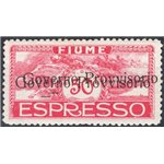 Terre Redente - Fiume - 1921 - Espresso Cavalieri 50 c. rosa con doppia soprast. "Governo Provvisorio", n° 6b. Cat. € 150 (*)