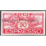 Terre Redente - Fiume - 1921 - Espresso Cavalieri 50 c. rosa non dent. con soprast. "Governo Provvisorio", n° 6q (*)