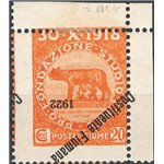 Terre Redente - Fiume - 1922 - Fondazione Studio 20 c. arancio con soprast "Costituente Fiumana 1922" capovolta e senza data, n°