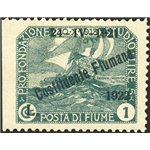 Terre Redente - Fiume - 1922 - Fondazione Studio 1 c. ardesia soprast., n° 186r. Cert.: Biondi. Cat. € 240 (**)