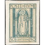 Terre Redente - Fiume - 1923 - S. Vito e soggetti vari 50 c. azzurro chiaro non dent., n° 196f. Cert.: IC. Cat. € 600 (*)