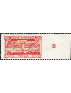 Terre Redente - Fiume - 1923 - S. Vito espresso 60 c. carminio non dent. a destra, n° 7gb. Cert.: IC. Cat. € 320 (*)