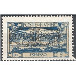 Terre Redente - Fiume - 1924 - S. Vito e soggetti vari espresso 2 £ azzurro con soprast. "Regno d'Italia", n° 10e (*)
