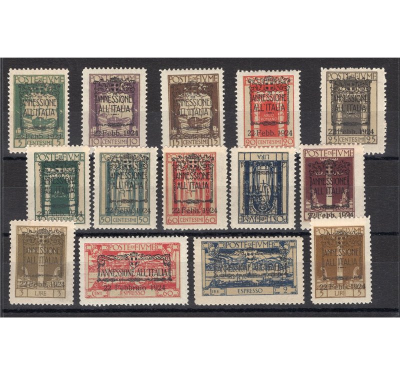 Terre Redente - Fiume - 1924 - S. Vito serie n° 214/25 + Ex 11/12. Cat. € 400 (**)
