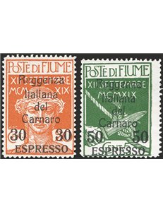 Terre Redente - Fiume - 1920 - Espressi Reggenza del Carnaro soprast., serie n° 3/4. Cert.: Biondi. Cat. € 2.500 (**)