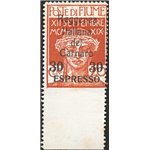 Terre Redente - Fiume - 1920 - Espressi Reggenza del Carnaro 30 c. su 20 non dent. in basso con bordo di foglio integrale, n° 3e