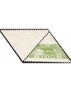 Terre Redente - Fiume - 1920 - Francobollo per giornali 1 c. verde giallo su carta giallastra con stampa parzialmente mancante (