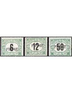 Terre Redente - Fiume - 1918/19 - Segnatasse di Ungheria filigrana “C” con soprast. a macchina “FIUME”, serie n° C1/C3. Firm.: G