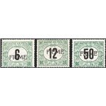 Terre Redente - Fiume - 1918/19 - Segnatasse di Ungheria filigrana “C” con soprast. a macchina “FIUME”, serie n° C1/C3. Firm.: G