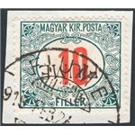 Terre Redente - Fiume - 1918/19 - Segnatasse di Ungheria 10 f. con soprast. a macchina “FIUME” capovolta, n° 8a. Cert.: IC. Cat.