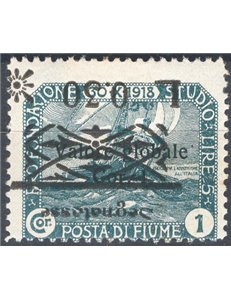 Terre Redente - Fiume - 1921 - Segnatasse Fondazione Studio L. 0,30 su 1 c. ardesia con soprast. capovolta, n° 20c. Cat. € 150 (