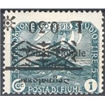 Terre Redente - Fiume - 1921 - Segnatasse Fondazione Studio L. 0,30 su 1 c. ardesia con soprast. capovolta, n° 20c. Cat. € 150 (